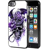 for iPod Touch 7 Case,Touch 6/5 Case,AIRWEE Slim Back Cover Hard Plastic Protector Case for Apple iPod Touch 5th/6th/7th Generation for Women Girl Men, Purple Dragon Skull