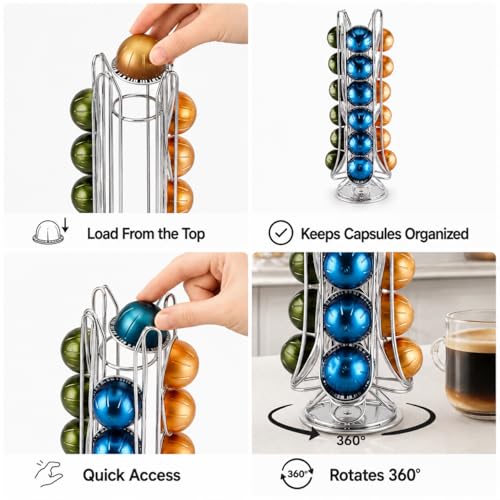 Support rotatif pour dosettes de café capacité 24 pièces avec base 360