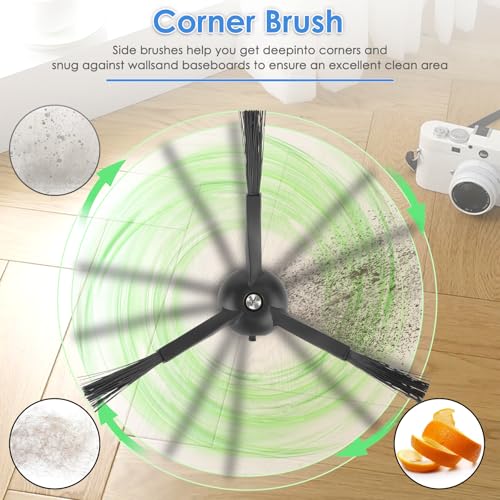 Image of (13 Pack) QRevo S Replacement Parts Compatible with Roborock Qrevo S, Qrevo Pro, Qrevo MaxV, QRevo Plus Robot Vacuum, 1 Roller Brush, 4 Black Side Brushes, 3 Dust Bags, 3 HEPA Filters, 2 Mop Pads