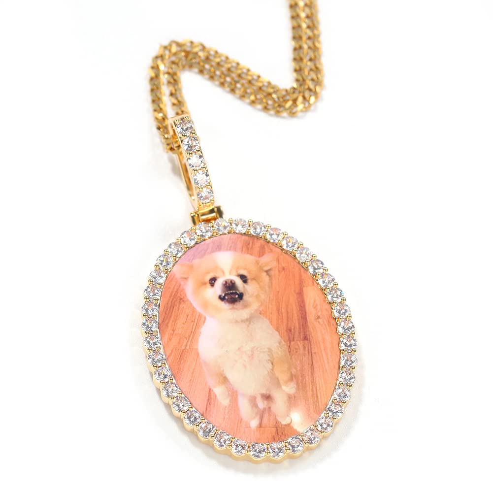 Personalized Gold Jewelry Picture Pendant Necklace For Women Men Custom Hip Hop Photo Pendant Necklace