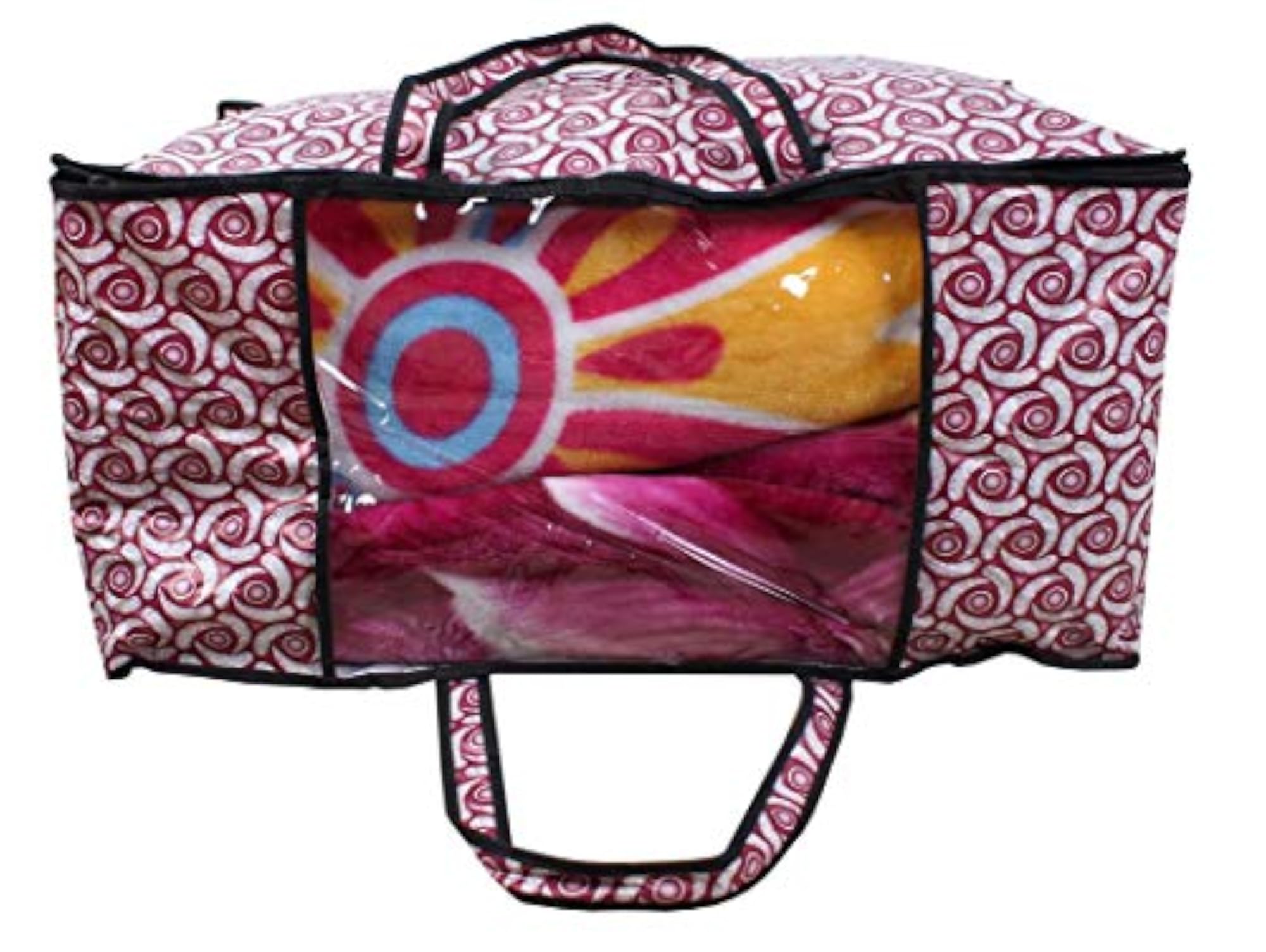Large Blanket Storage Bags with Packed Pattern, Pink