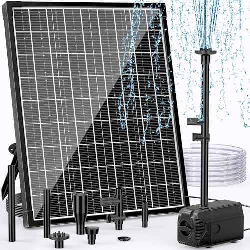 POPOSOAP Solar Water Fountain Pump, 30W Solar Pond Pump 160GPH Ad...