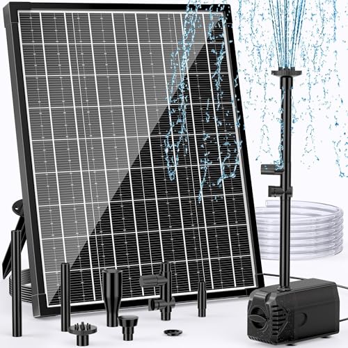 POPOSOAP Solar Water Fountain Pump, 30W Solar Pond Pump 160GPH Adjustable Flow, Dry-Run Protection, 16.5Ft Cord /6.6Ft Tubing for Pond/Waterfall/Garde