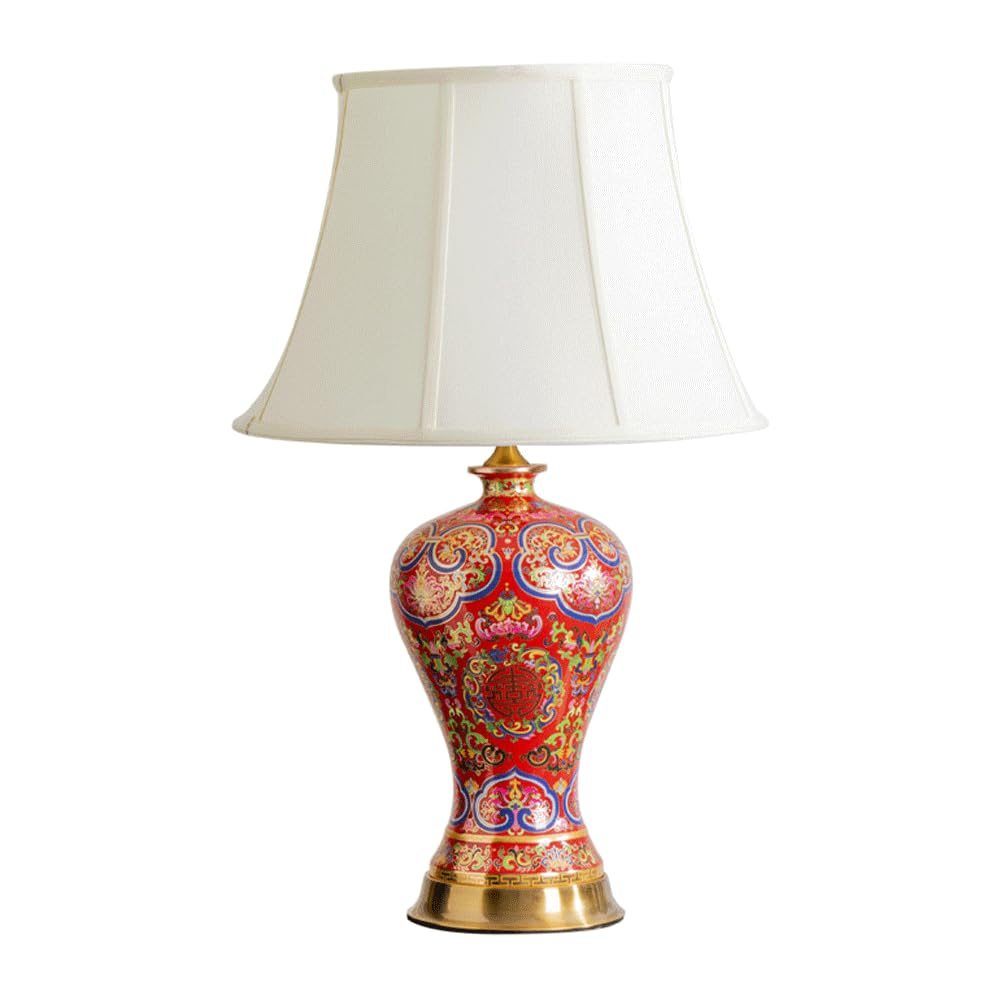 SANBDDLYY Chinese Retro Hand-Painted Glaze Tangled Ceramic Table Lamp - Elegant Decorative Lighting for Living Room, Bedroom, and Hotel