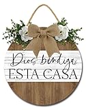 SRongmao Spanish Bible Verses Wall Decor Christian Spanish Wood Sign Dios Bendiga Este Hogar Sign Religious Wall Decor Bible Verses Art for Home Farmhouse Kitchen 11inch