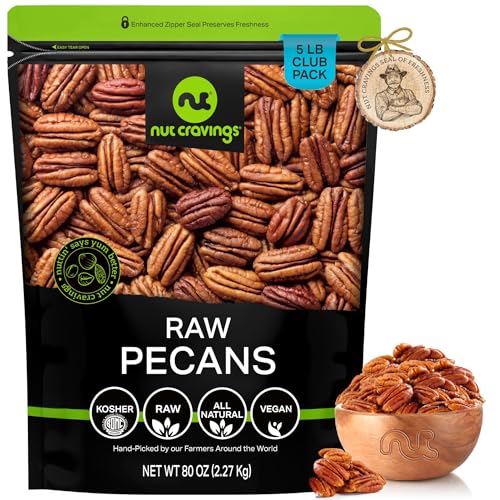 NUT CRAVINGS - Raw Pecans Halves &amp; Pieces (80oz - 5 LB) Kosher