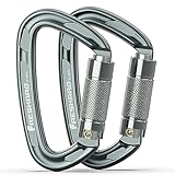 FresKaro Climbing Carabiner Clips, 25kN UIAA Certified Quickdraws, Auto Locking Heavy Duty Caribeaner, Twist Lock Karabiner Hook for Rock Climbing, Rappelling, and Mountaineering, Large, 2pack, Gray