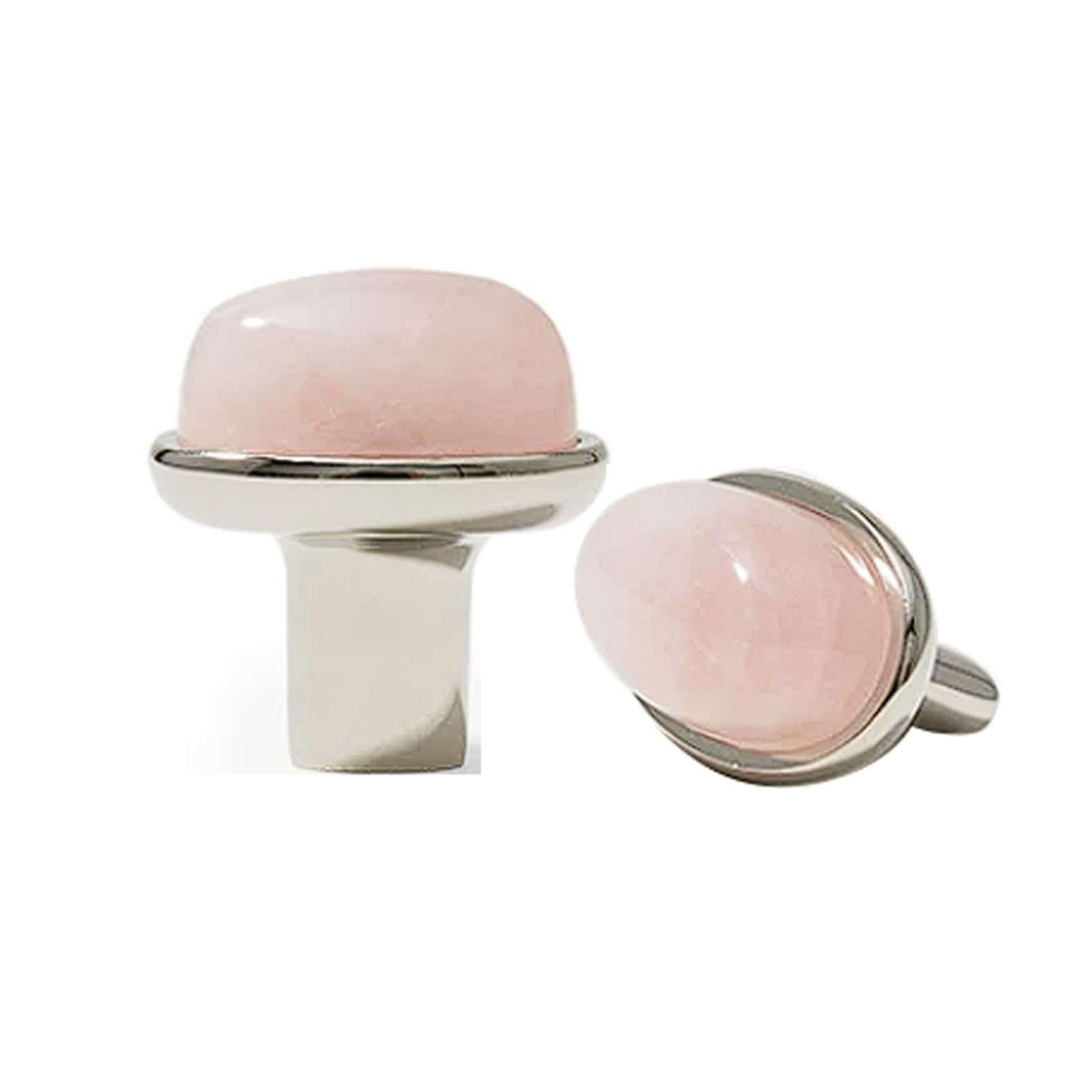 CHENHOJU Crystal Marble Oval Cabinet Knobs Titanium Silver Ideal for Dressers, Kitchen Cabinets, and Luxury Furniture Hardware Cabinet Pulls(Silver-Pink)