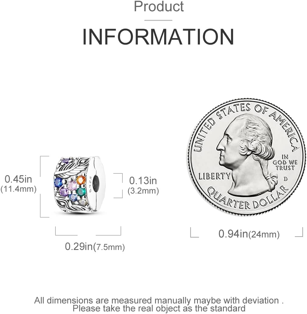 Parmuz Clip Spacer Charm for Bracelet 925 Sterling Silver Pave Cubic Zirconia Clip Lock Spacer Stopper Bead Star Moon Evil Eye charms Jewelry Gift for Woman - Image 3