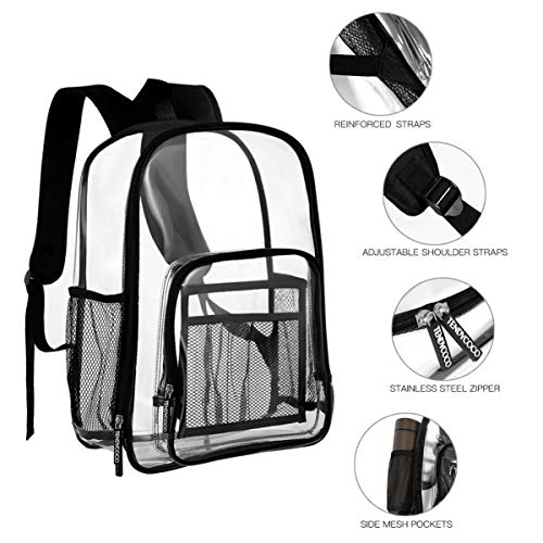 TENDYCOCO Clear Backpacks Heavy Duty with Reinforced Strap Clear Bag Stadium Approved See Through Backpack Transparent Stadium Bag Tote Bag Casual Daypack Backpacks4