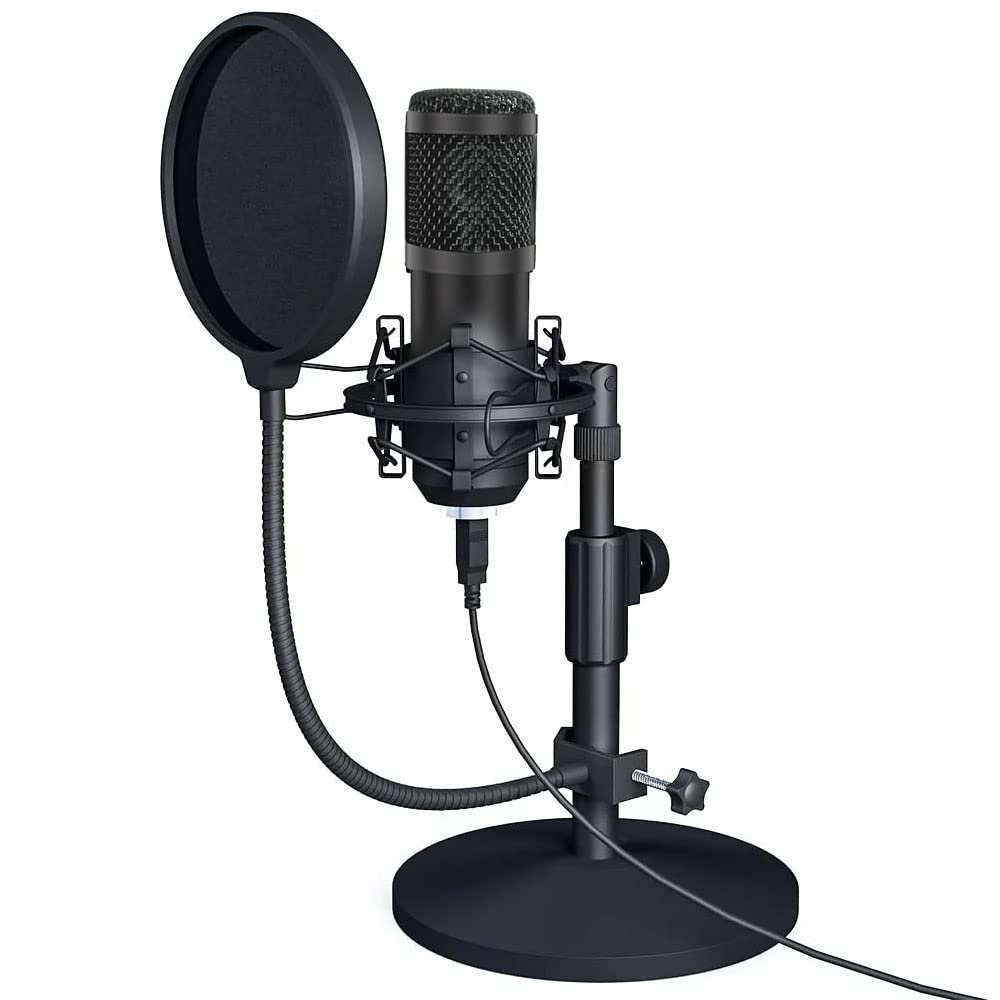 MARGOUNUSB Microphone Kit 192KHZ/24BIT PC Condenser Podcast Streaming Cardioid Mic Plug & Play with Filter for YouTube, Gaming Recording (Black)