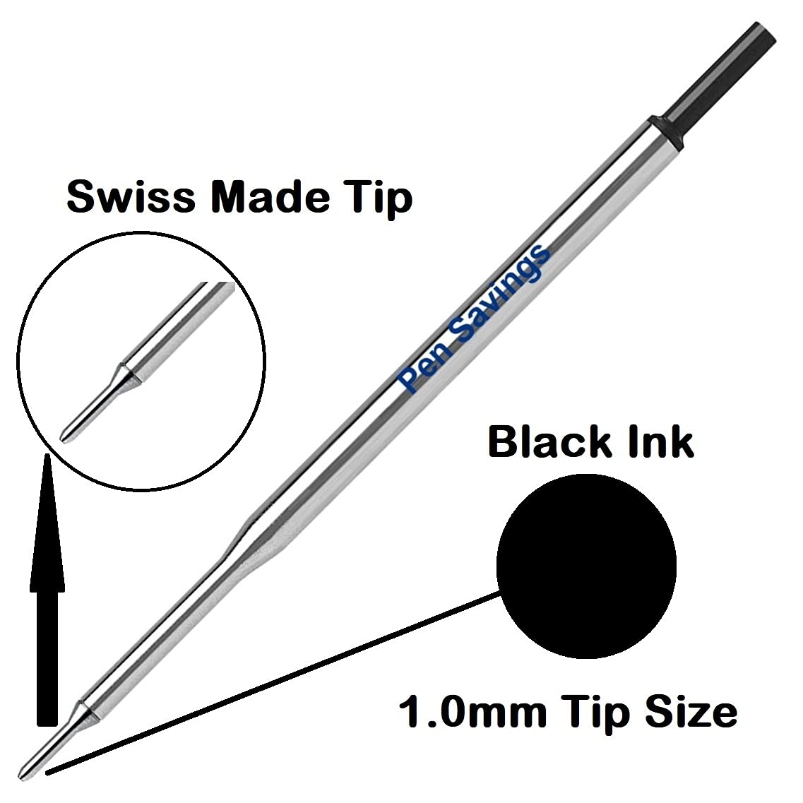 5 Ricariche Per Penna A Sfera - Inchiostro Gel Nero 0,5 Mm, Punte Medie Universali, Compatibili Con La Maggior Parte Delle Penne, Mina In Carburo Di Tungsteno