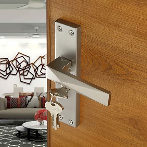 Image of LAPO Mortise Door Lock for Home Main Door & Bedroom with Handle, Left-Right Fit 30-50mm Door Home Office Hotel, Heavy-Duty 60mm Cylinder, 45x45mm Body, 3 Brass Keys | Matt Finish | CY-131