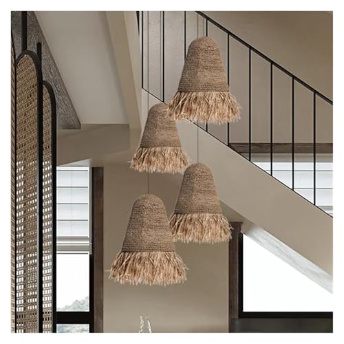 Lámpara colgante retro de ratán premium con sofisticadas luces LED 5