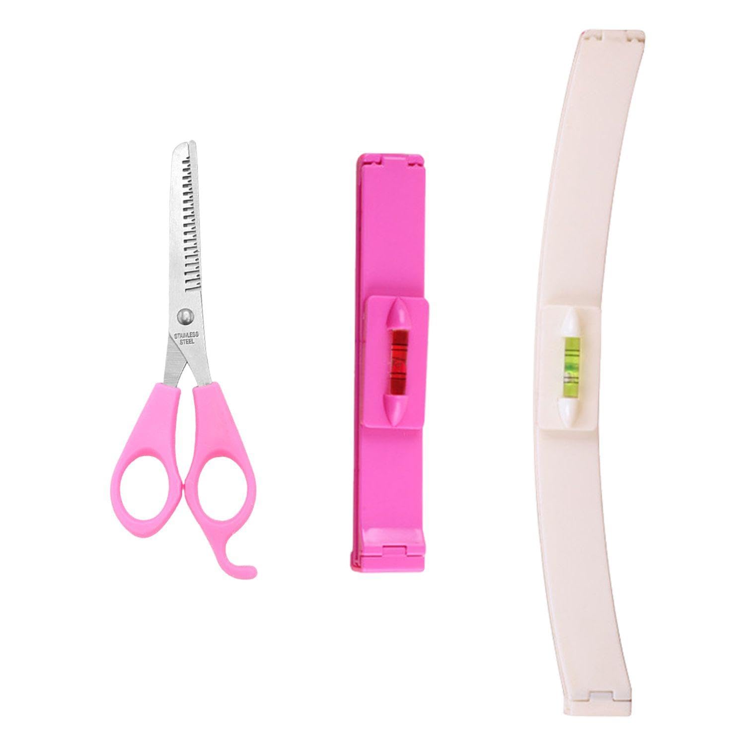 2 Pieces Bang Ruler and 1 Piece Scissors, Hair Style Making Tools, Hair Trimming Tools, Hair Salon Accessories.