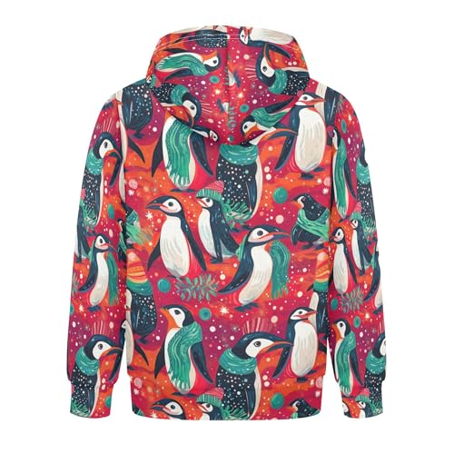 Kids Hoodies Sweaters Christmas Xmas Penguin Hooded Sweatshirts with Big Pockets for Boys Girls B04004182