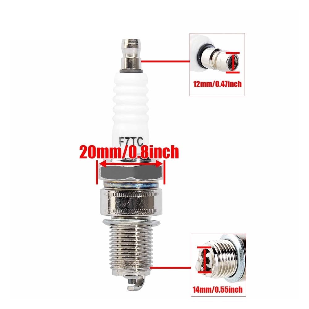Bujías (10 Unidades) para generador, cortacésped, Tractor, motocultor, Bomba de Agua y Kart F7TC GX120 GX160 GX200 GX240 GX270 GX340 GX390