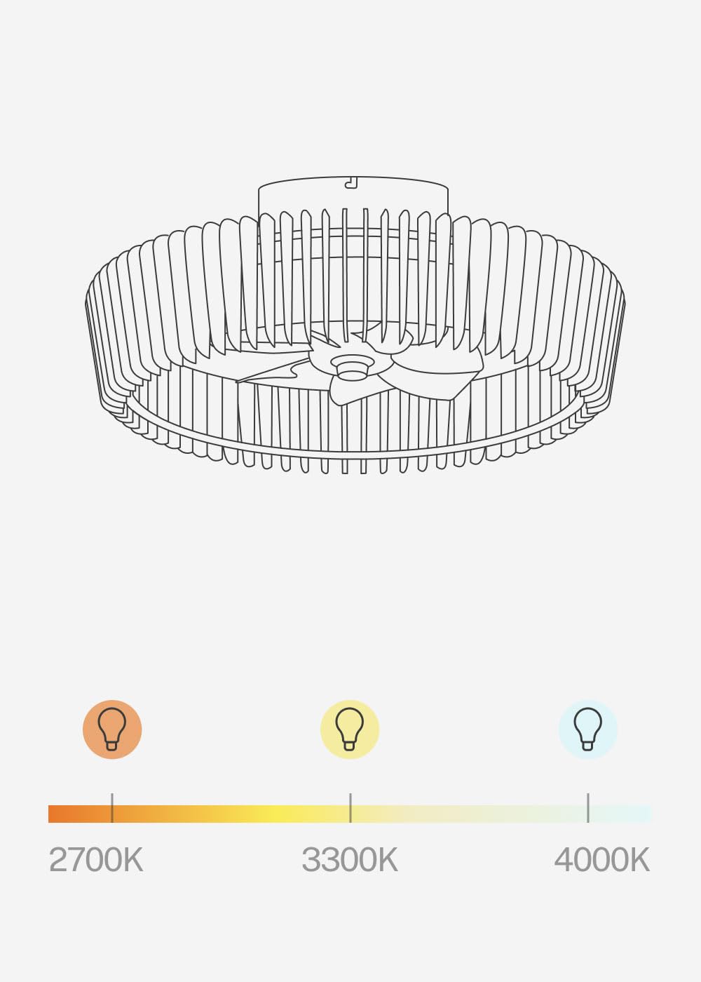 CREATE / WIND CRAFT/Ventilador de techo con luz blanco madera clara con mando / 20W, Programable, Ø58 cm, 6 velocidades, 3 temperaturas de luz, aspas direccionales, función verano-invierno