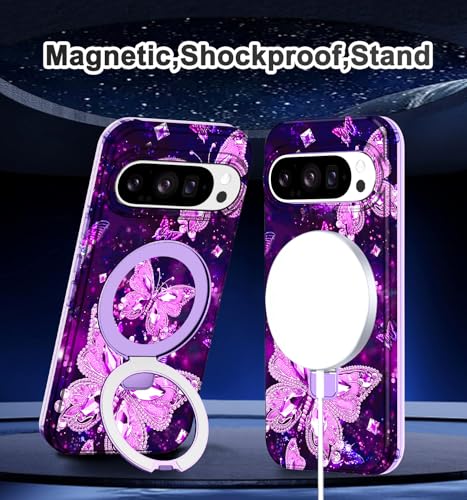 Shecaset for Google Pixel 10 Pro XL Case (2025),[Compatible with MagSafe][Glow in The Dark ] Magnetic Slim Shockproof Protective Women Girl for Google Pixel 10 Pro XL 6.8 inch,Purple - image 5