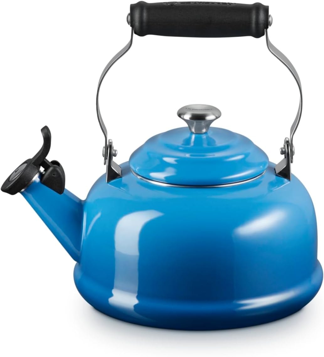 Le Creuset Enamel On Steel Whistling Tea Kettle with Metal Finishes, 1.7 qt., Marseille