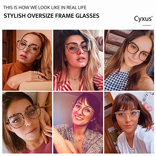 Image of Cyxus 2 Pack Blue Light Glasses for Women, Blue Light Blocking Computer Eyeglasses for Woman Anti Eye Strain Glasses Reduce Headaches