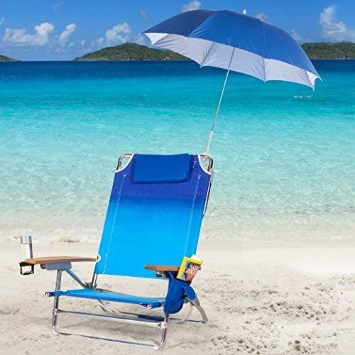 NTD Clamp on Beach Chair Clamp Umbrella- 4 Foot - Small - Many Colors (Blue)