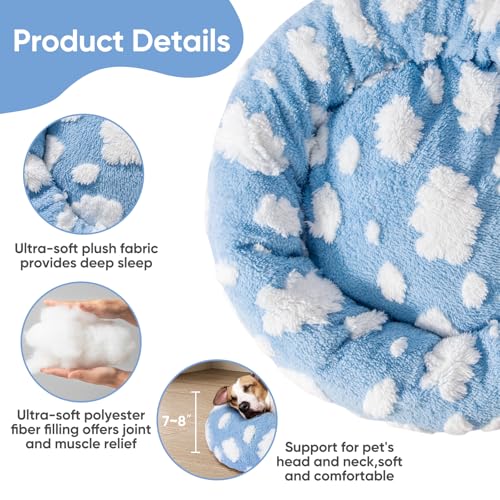 Donut-Dog-Bed-for-Small-Dogs-20-Inch-Round-Cat-Beds-for-Indoor-Cats-Circle-Cuddler-Pet-Bed-Fluffy-Warm-Puppy-Bed-Removable-Washable-Cover-Anti-Slip-Waterproof-Bottom-BlueWhite-Cloud
