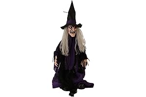 Haunted Hill Farm Witch: Spooky Halloween Prop with Glowing Red Eyes, Motion, and Sound