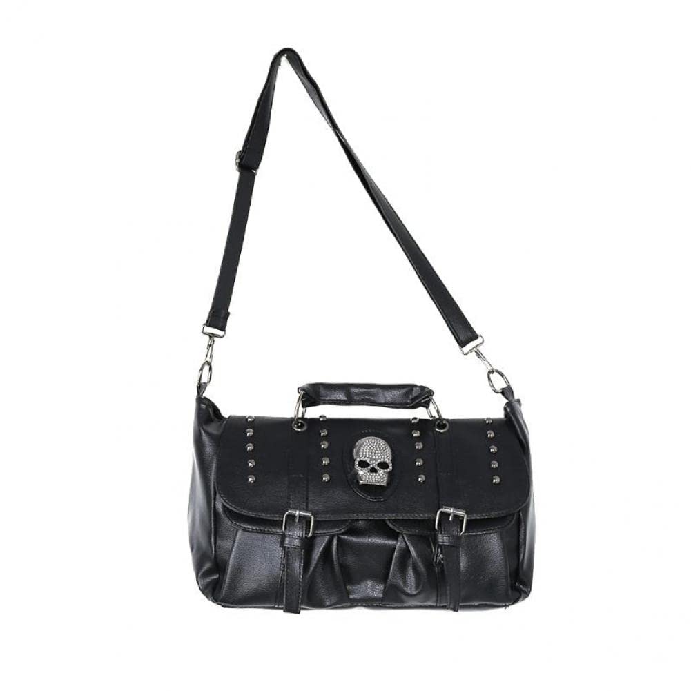 Sac à main du crâne punk noir idéal pour compléter votre tenue de soirée rock en ville