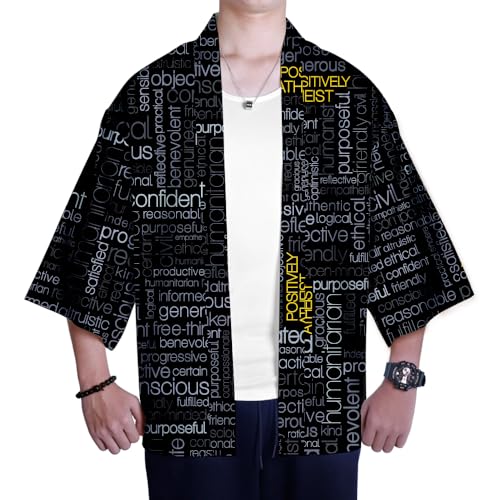 AMOMA Men Japanese Kimono Lightweight Loose Breathable Casual Cardigan Coat Top Yukata Jacket(4XL,Color06)