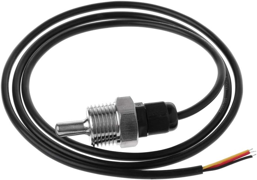 DS18B20 Digital Temperature Sensor G1/2" Thread Probe DIA=7mm 3-core Wire SUS304