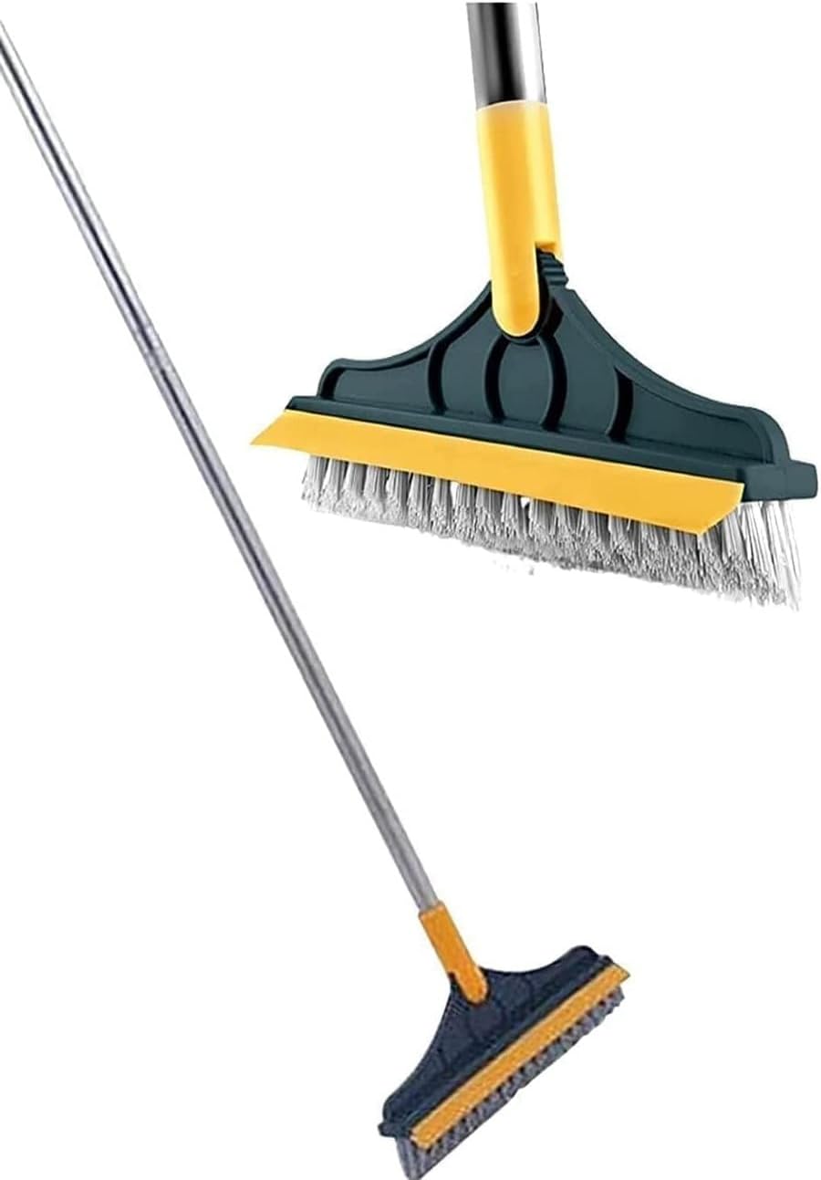 - 3-in-1 Bathroom Cleaning Brush with Wiper | Bathroom Cleaning Brush Long Handle 180° Rotate Toilet Brush Bathroom Tiles Cleaning | Wiper Floor Scrub for Kitchen Bathroom Cleaning (1, NG01)