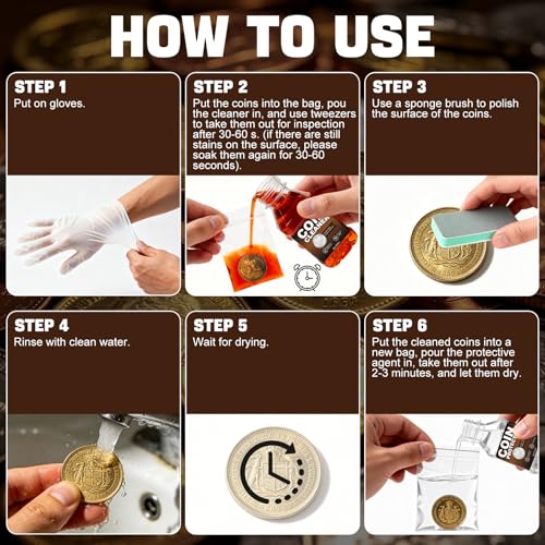 Kit de limpieza para monedas JAOJAO con 120ml limpiador y accesorios miniatura 6