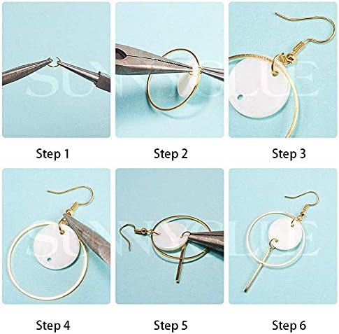 SUNNYCLUE 1 Box DIY 10 Pairs Natural Shell Earrings Making Kit Include Geometric White Seashell Charm Pendants & Metal Hollow Links Jewellery Accessory for Women Beginners, Golden