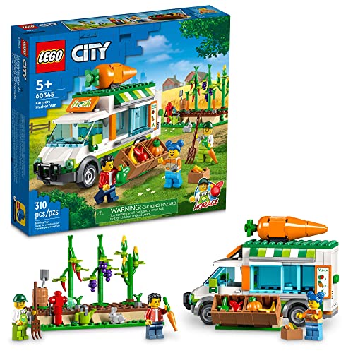 LEGO City Farmers Market Van 60345 Jeu de construction pour enfants, garçons et filles à partir de 5 ans avec 3 figurines (310 pièces)