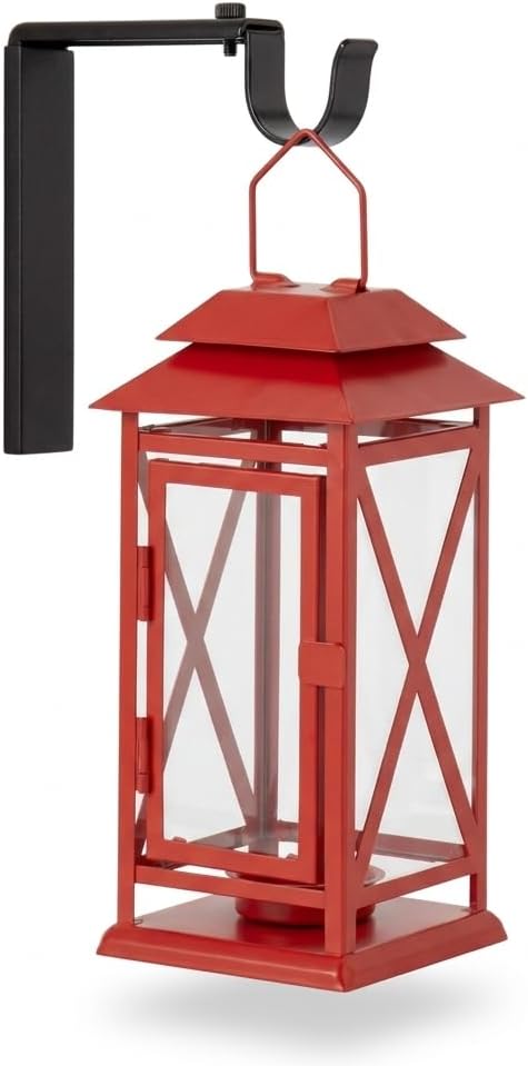 IKEA VINTERFINT Lantern/tealight, Indoor/Outdoor, Bright red, 22 cm with Wall/Ceiling Bracket, Black