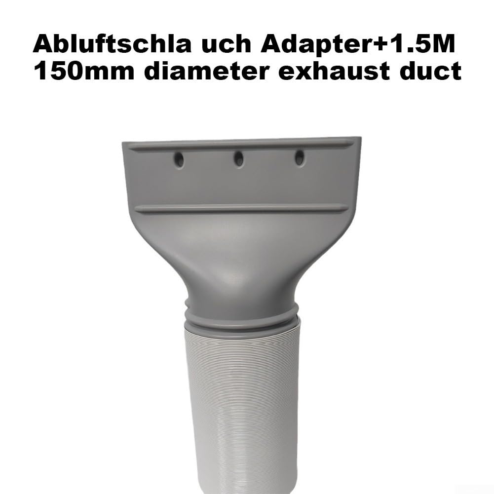 Set tubo di scarico e adattatore piatto per condizionatori, cappe e asciugatrici, kit di condotti di sfiato flessibili da 150 mm con connettore, grigio