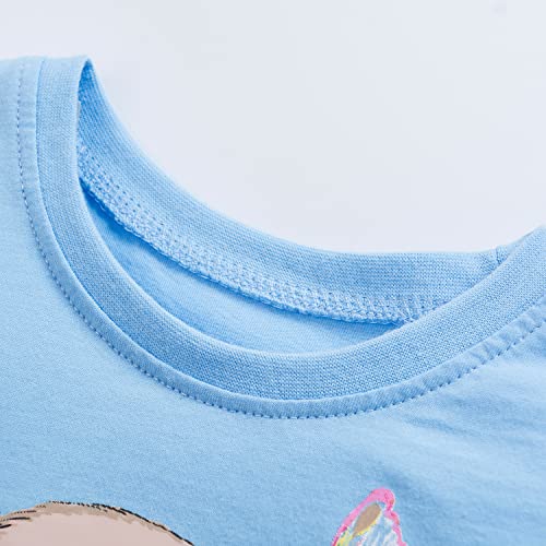 Image of Toddler Girls Bunny T-Shirt Cotton Baby Short Sleeve Easter Outfits Rabbit Shirts Soft Summer Casual Tee Tops