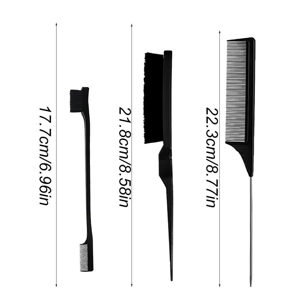 Juego de cepillos de pelo: peine de peinado de 3 piezas, cepillo de cola de rata, peine de corte de pelo de cerdas
