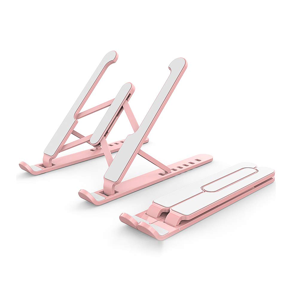 mewmewcat Stand, Adjustable Laptop Tablet Stand Multi-Angle Laptop Holder Portable & Foldable Laptop Riser for 10-16'' laptops Hollow Design Pink