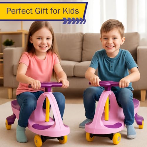 Image of Wiggle Car - Ride on Toy for Ages 3 and Up - Toddler Ride on Toys with no Batteries, Gears, or Pedals Just Twist, Wiggle, and Go by Lil' Rider (Pink)