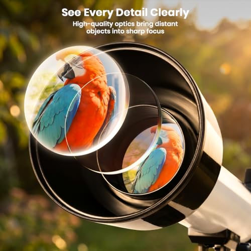 Image of 50mm Astronomical Telescope for Kids Adults, Beginners 30X 60X Magnification 500mm Focal Length Refractor Telescope with Tripod Phone Adapter Moon Viewing Stargazing Astronomy Gift