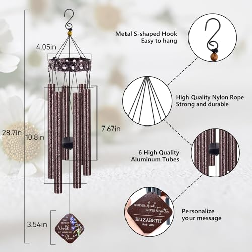 Image of ASTARIN Personalized Memorial Wind Chimes, Customized Wind Chime for Loss of Loved One /Mother /Father, Wind Chimes for Outside Garden Decoration, Sympathy Gifts for Women /Man