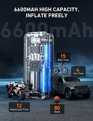 Astroai Tire Inflator Portable Air Compressor, Cordless Car Tire Pump With 6600 Mah Battery & Dc Cord, 150Psi Bike Pump With Dual Values Display For Cars, Motorcycles, Balls, Car Accessories Czk-3689 #TOP3