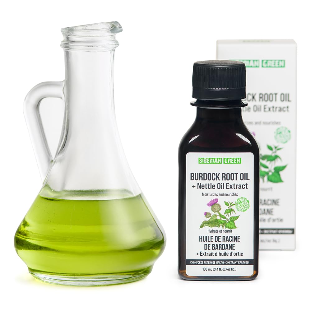 Siberian Green Burdock Oil with Nettle Oil Extract 100ml Natural Hair Loss Burdock Root Care Anti Dandruff Scalp Stimulates Growth