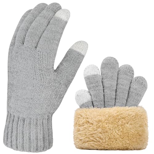 Kotashion Handschuhe Damen,Flauschig Winterhandschuhe，Touchscreen Warme Gedehnt Dicke Strickhandschuhe Thermohandschuhe Winter Geschenke für Damen