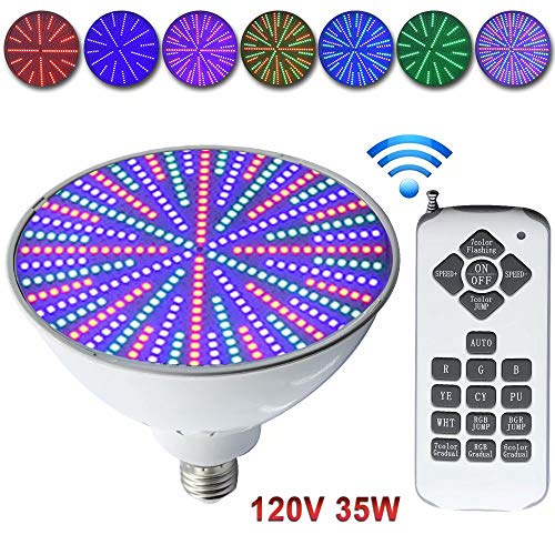 JahyShow 35W RGB LED Pool Light Bulb, 120V Color Changing Swimming PAR56 Light