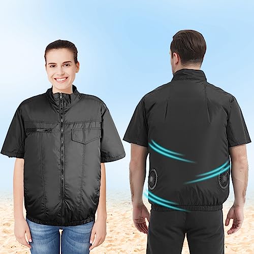 Image of Cooling Vest for Men Women Hot Weather with 20000mAh Battery 12V Fans Air Conditioner Short Sleeve Jacket Fan Vest