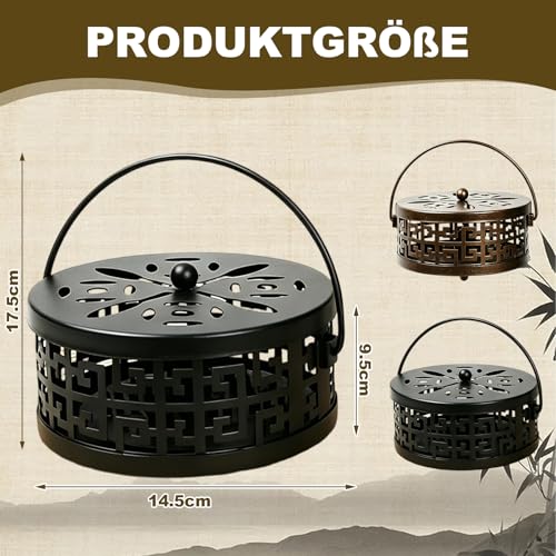 Soporte de espiral antimosquitos retro con tapa y mango para jardín 3