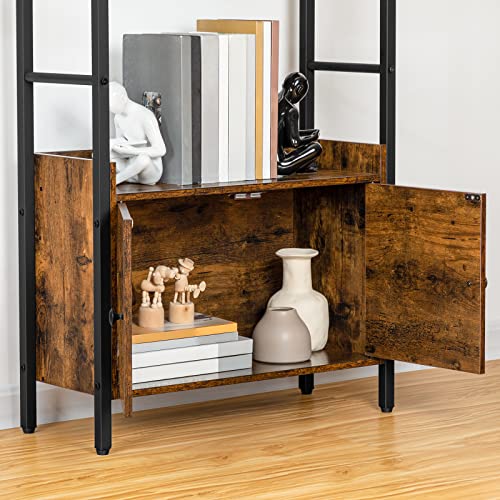 HOOBRO Bücherregal, Bücherschrank mit Türen und Ablage, Regal, Standregal, Aufbewahrungsregal mit 4 Ebenen, Industrie-Design… – Ansicht 5